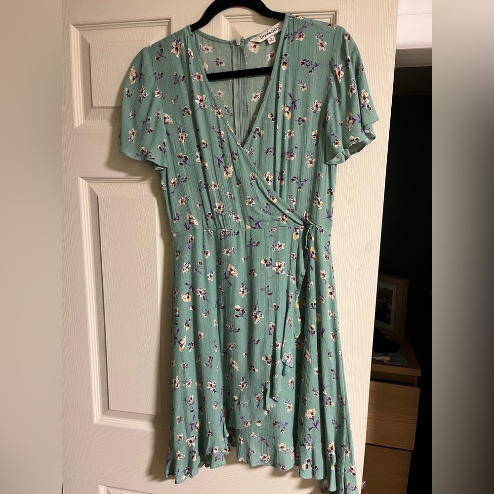 DAVI & DANI Teal Floral Midi Dress